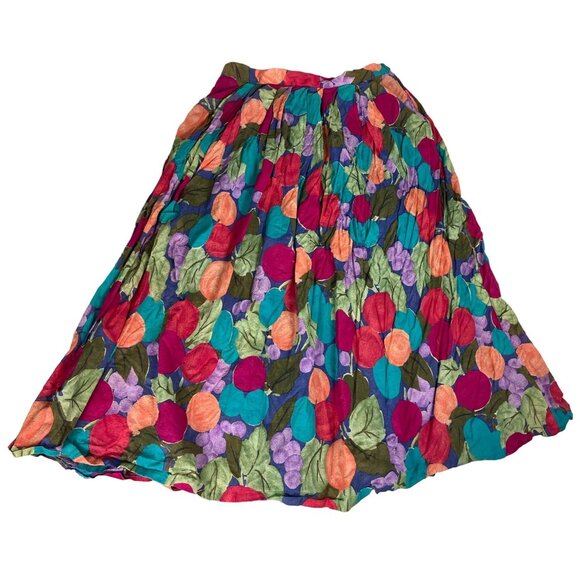 REIS Dresses & Skirts - REIS Wearable Art Fruit Pleated A-Line Skirt Women's S Colorful Zip Pocket Lined